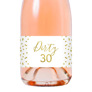 Dirty Thirty Gold Foil Mini Champagne Bottle Labels