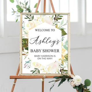 Elegant Floral Baby Shower Welcome Sign
