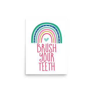 Brush Your Teeth Rainbow Wall Art Print