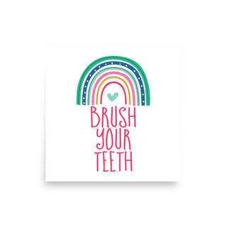 Brush Your Teeth Rainbow Wall Art Print