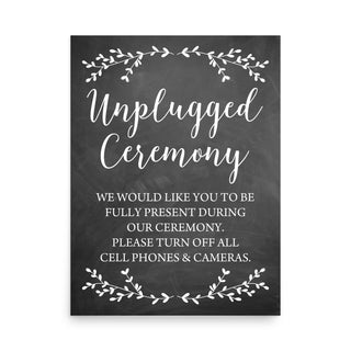 Chalkboard Unplugged Ceremony Poster Sign
