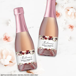 Marsala Floral  Champagne Labels
