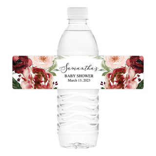 Fall Floral Water Bottle Labels