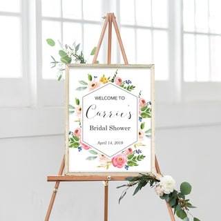 Floral Hexagon Bridal Shower Welcome Sign
