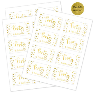 Forty and Fabulous Gold Foil Mini Champagne Bottle Labels
