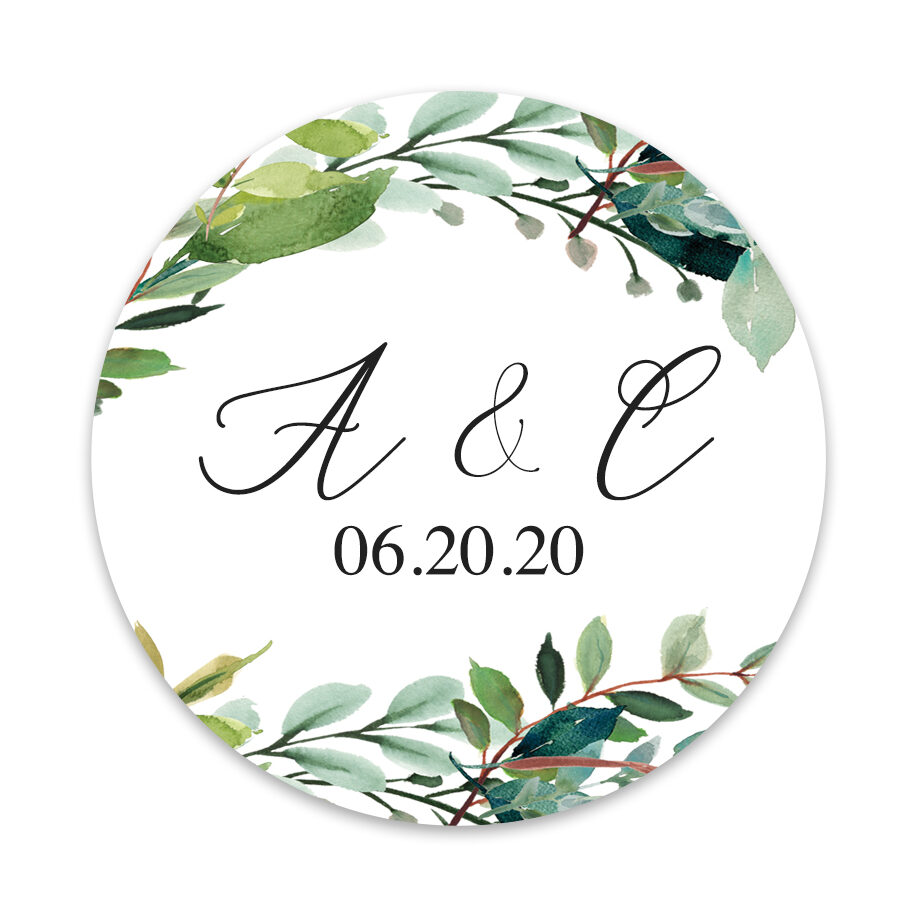 Greenery Wreath Favor Stickers – Chicfetti