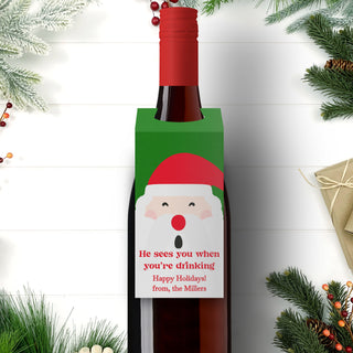 He Sees You Santa Printable Wine Tag