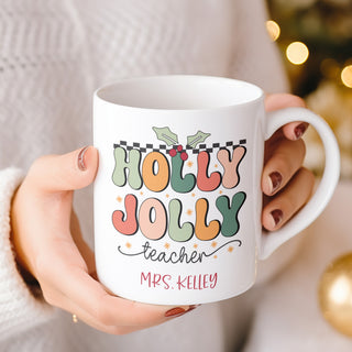Holly Jolly Teacher Personalized Mug