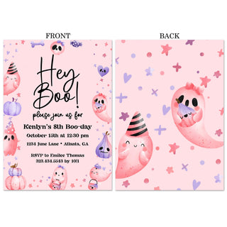 Boo Day Watercolor Birthday Invitations