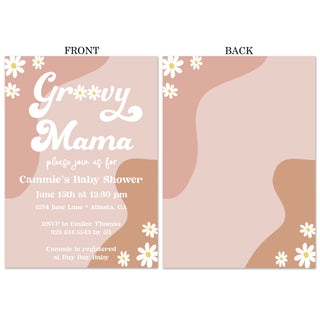 Groovy Mama Pink Baby Shower Invitations