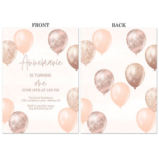 Rose Gold Balloons Invitations