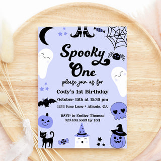 Spooky One Blue Birthday Invitations