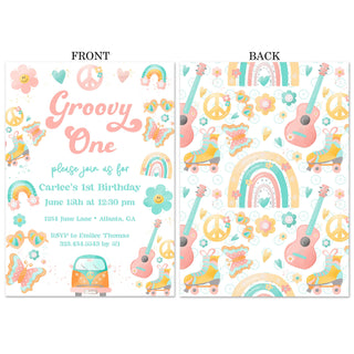 Groovy One Watercolor Invitations