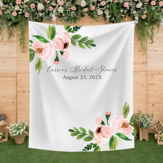 Light Pink Floral Personalized Backdrop used for photo backdrop or party backdrop