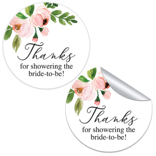 Light Pink Floral Thanks for Showering the Bride to Be Stickers