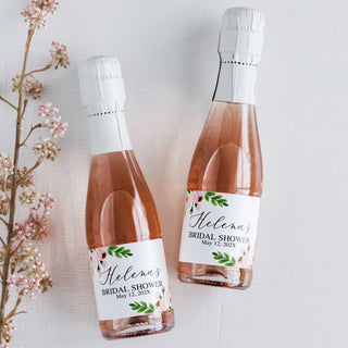 Light Pink Floral Champagne Labels