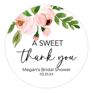 Light Pink Floral Favor Stickers