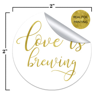 Love is Brewing Gold Foil Favor Stickers