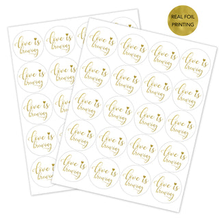 Love is Brewing Gold Foil Favor Stickers
