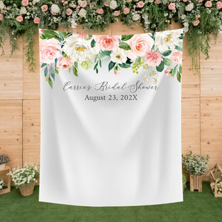 Lovely Blush Floral Personalized Backdrop