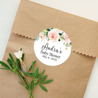 Lovely Blush Floral Favor Stickers