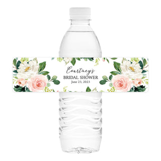 Lovely Blush Floral Water Bottle Labels