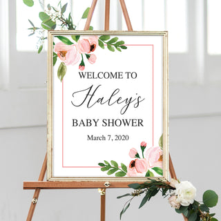 Light Pink Floral Printable Welcome Sign