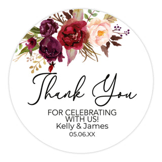 Marsala Floral Favor Stickers