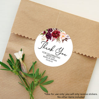 Marsala Floral Favor Stickers