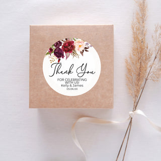 Marsala Floral Favor Stickers