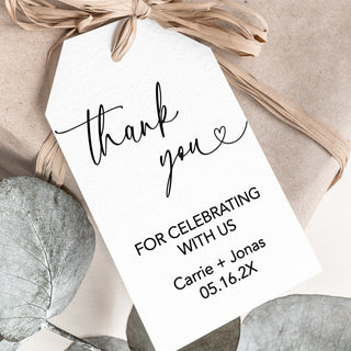 Minimal Thank You For Celebrating Wedding Favor Tags
