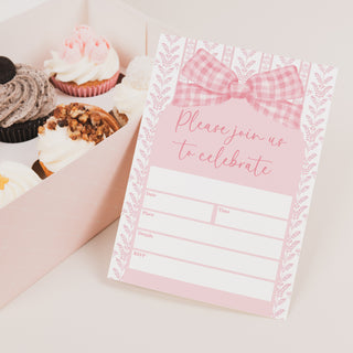 Pink Coquette Bow Invitations - 20 ct