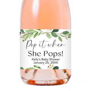 Pop it When She Pops Greenery  Champagne Labels