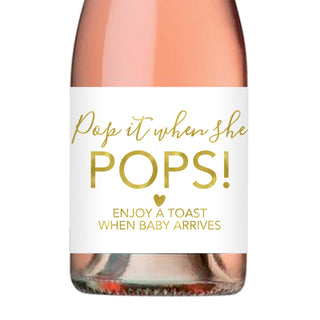 Pop it When She Pops Foil Mini Champagne Bottle Labels