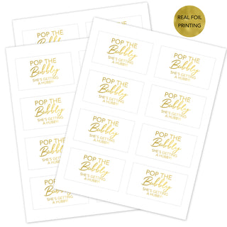 Pop the Bubbly She's Getting a Hubby Foil Mini Champagne Bottle Labels