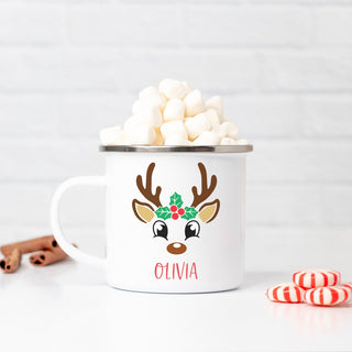 Reindeer Face Personalized Camp Mug