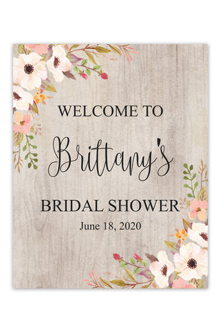 Rustic Floral Bridal Shower Welcome Sign