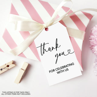 Thank You for Celebrating with Us Tag on Gift Box