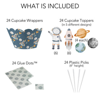 Space Party Cupcake Wrappers and Treat Picks - 24 Ct