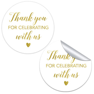 Thank You For Celebrating With Us Gold Foil Favor Stickers
