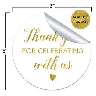 Thank You For Celebrating With Us Gold Foil Favor Stickers