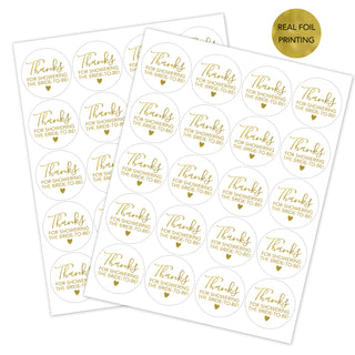 Thanks for Showering the Bride to Be Gold Foil Stickers