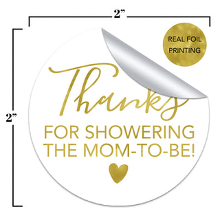Thanks for Showering the Mom to Be Gold Foil Stickers