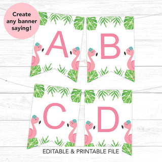 Tropical Flamingle Flamingo Printable Banner