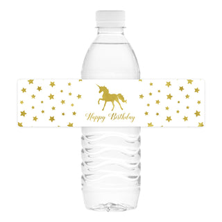 Unicorn Party Water Bottle Labels