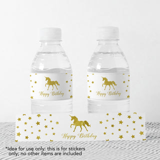 Unicorn Party Water Bottle Labels