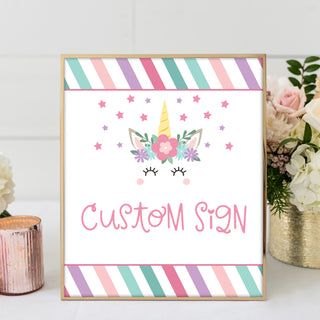 Unicorn Floral Printable Custom Sign