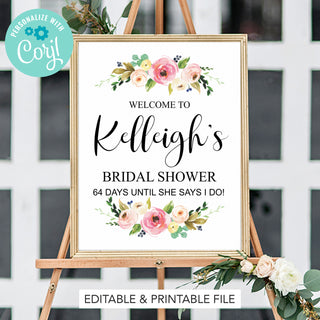 Watercolor Floral Printable Welcome Sign