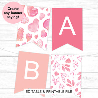 Watercolor Heart Printable Banner