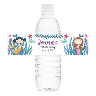 Watercolor Mermaid Water Bottle Labels